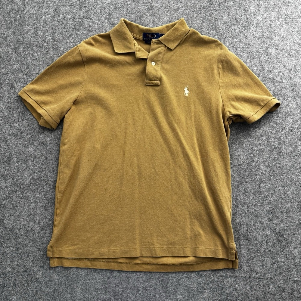 Polo Ralph Lauren Men's Tan Solid Short Sleeve Collared Polo Medium
